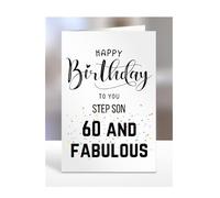 60th Birthday Card for STEP SON, Happy Birthday, Gifts for Men or Women, Presents for Christmas, 60 and fabulous, 60 years old, A5-67_177