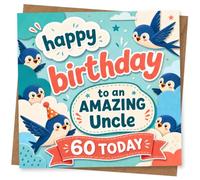 60th Birthday Card for Uncle, Birds, Clouds and 60 Today