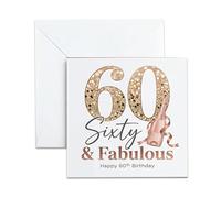 60th Birthday Card for Women - Chic Rose Gold Classy Sixty & Fabulous Champagne Design - Premium Blank Note Card for Best Friend or Mother