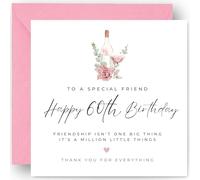 60th Birthday Card for Women - for Friend Female or Her - Keepsake Gift for Special Best Friend - Includes Luxury Pink Envelope - Size 14cm