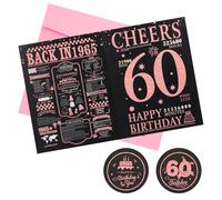 60th Birthday Card Gift for Women Men,Funny 60th Birthday Party Decorations for Her Him,60th Birthday Gifts for Mom Dad,Back in 1965 Birthday Decorations Gift Idea for Wife Friend Bestie,Rose Gold