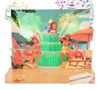 60th Birthday Card, Music & Lights & Blowable Candle Birthday Card, 3D Beach Party Pop-Up Happy Birthday Cards for 60 Year-old Boys, Girls, Men, Women, Sister, Brother