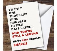 60th Birthday Card Personalised And Still You're Still A Legend | Custom Card Personalised Cards, For Anyone, Milestone Birthdays, Birthday, 60th