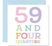 60th Birthday Cards for Women Men - 59 and four quarters - Happy Birthday Card for 60 Year Old Woman Man Auntie Friend Neighbour Grandad, 145mm Bday Greeting Cards