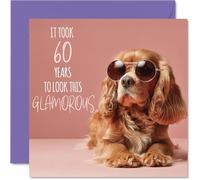 60th Birthday Cards for Women - Glamorous Puppy - Happy Birthday Card for 60 Year Old Woman Nan Grandma Nanny Cousin, 145mm Bday Greeting Cards