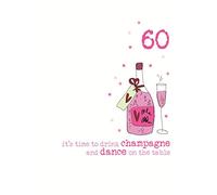 60th Birthday Champagne Sparkle Finished Greeting Card by Dandelion Stationery