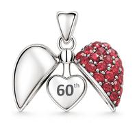 60th Birthday Charm for Pandora Bracelet - 'Sparkling Red Crystal Heart'