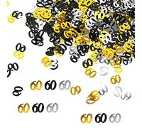 60th Birthday Confetti - 30g Black Gold Silver Metallic Glitter Foil Sequins for 60 Years Birthday Party Anniversary Table Decorations