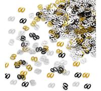 60th Birthday Confetti, 30g Black Gold Silver Metallic Glitter Foil Sequins, Table Confetti Black Gold and Silver Party Decorations Supplies for 60 Years Birthday Party Anniversary Decorations