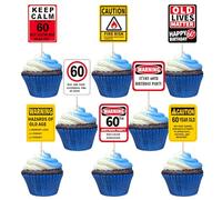 60th Birthday Cupcake Toppers Keep Calm Cheers to 60 Years Cupcake Picks Hazard Of Old Age It's My 60th Birthday Cake Decorations for Old Lives Matter Birthday Party Cake Supplies