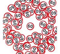 60th Birthday Decoration Confetti Traffic Sign Red/White - Original Birthday Decoration 60th for a Successful 60th Birthday Woman or Man - Tiwoca