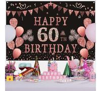 60th Birthday Decoration for Women, Pink Glitter Spots Fabric Sign Poster Birthday Party Decoration Background Banner Woman, 60th Birthday Party Decoration