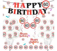 60th Birthday Decoration Set for Men & Women - Complete Set with Garlands, Balloons, Banners & Traffic Sign Decoration | 60th Anniversary Decoration | Birthday Party Decoration
