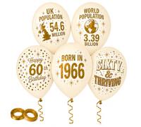 60th Birthday Decorations, 30 Pack, 12 Inch Birthday Balloons, Cream Gold | For family meals, home gatherings and photo backdrops, the printed balloons mark the milestone as you arrange the display.