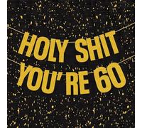 60th Birthday Decorations for Men, Gold Glitter Holy Shit You're 60 Birthday Banner Party Decor Sign, Happy 60th Birthday Banners, 60 Years Old Funny Birthday Decorations Banner for Him Her (60th)