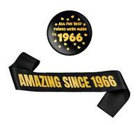 60th Birthday Decorations Sash Badge - 2 Pcs Black Gold All the Best Things Were Made in 1966 Badge Amazing Since 1966 Sash Accessories for Men Women Cheers to 60 Party Gift Supplies