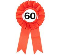 60th Birthday Decorative Badge Traffic Sign Red/White - Original Birthday Decoration 60th for a Successful 60th Birthday Woman or Man - Tiwoca
