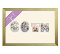 60th Birthday Diamond Wedding Anniversary Personalised Guest Book Signing Signature Autograph Photo Frame to Sign Gift Present (Gold Finish Frame)