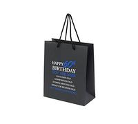 60th Birthday Gift Bag - Black Large Portrait Paper Bag with Rope Handles - Eco-Friendly Blue Design