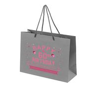 60th Birthday Gift Bag - Grey Paper with Rope Handles - Eco Friendly Large Gift Bag - Looks Great - Pink