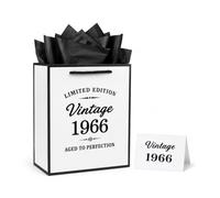 60th Birthday Gift Bag Vintage 1966 with Card Tissue Paper Party Bag
