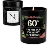 60th Birthday Gift Candle for Men & Women - Smoked Vanilla Scented Soy Wax Candle in Black Glass, Luxury Gift Box, Funny Bday 60th Birthday Present for Him Friend Sister Mum - Natura Candles