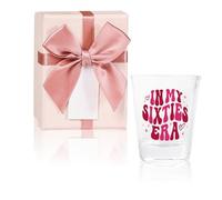 60th Birthday Gift for Her - Pink Shot Glass Decorations for 60th Bday Celebration, Unique Party Favors for Wife, Sister, or Friends - Turning 60 Gift