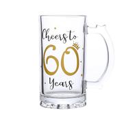 60th Birthday Gift，Men and Women Cheering 60th Birthday Beer Mugs，Cheers to the 60th Anniversary Beer Glass，60th Birthday Party Wedding Anniversary Decorative Gift, 18 Ounce (Cheers to 60 Years)