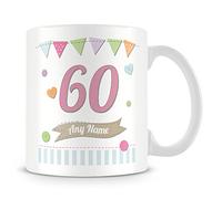 60th Birthday Gift- Personalised Mug/Cup - Add Name - Birthday Shabby Chic Design
