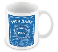 60th Birthday Gift - Vintage 1965 Personalised Mug/Cup (add Name, Year) - Blue