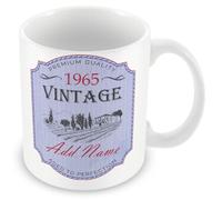 60th Birthday Gift - Vintage 1965 Personalised Wine Mug/Cup - Add Name - Blue