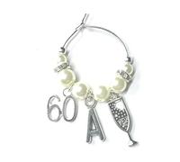 60th Birthday gift Wine Glass Charm (Q)