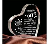 60th Birthday Gifts, Acrylic Heart Shaped Keepsake Gifts for 60 Years Old Women, 1964 birthday Gifts for Mum Grandma Nana