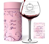 60TH Birthday Gifts for Her, Vintage 1965 Engraved 60th Wine Glass, 60 Year Old Birthday Decorations for Women, Funny 60 Bday Gifts Idea for Women, Friends, Daughter, Sister Mom - Turning 60 Present