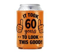 60th Birthday Gifts for Men, 12 oz Beer Can Cooler Sleeve Beverage Insulator, Cool 60 Years Old Gift Anniversary Decorations for Brother Husband Father Uncle