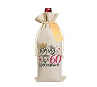 60th Birthday Gifts for Mens, Drawstring Wine Gift Bag with Label and Rope, Funny 60th Birthday Wine Bag Gifts for Party Decorative, Best Friend, Fathers, Brotherly, Men Personalised Birthdays Gift