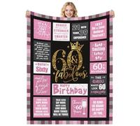 60th Birthday Gifts for Women, 50" x 60" 60 & Fabulous Blanket, 60 Year Old Present for Her, 1966 Gift for Her, Happy 60th Birthday Gift Ideas for Ladies, Mum, Grandma, Wife, Sister, Friends