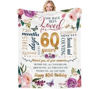 60th Birthday Gifts for Women, 50" x 60" Flannel Throw Blanket, 60 Year Old Present for Her, 1965 Gift for Her, Happy 60th Birthday Gift Ideas for Ladies, Mom, Grandma, Wife, Sister, Friends