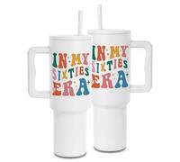 60th Birthday Gifts for Women - 60 Years Old 40oz Tumbler with Handle and Straw Lid, 60th Birthday Gifts for her, Mum, Sister, Best Friend, in My Sixties Era Themed Tumbler!