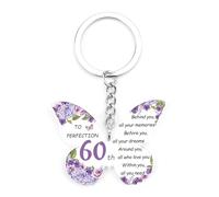 60th Birthday Gifts for Women,60th Birthday Gifts,60 Th Gift for Women,Gift for 60 Year Old Woman 1965,Butterfly Acrylic Keyring for Mum Friend Ladies Happy 60 Th Birth Day Keepsake Decorations