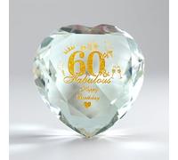 60th Birthday Gifts For Women,60th K9 Heart Crystal Keepsake Gifts For Mum,Wife,Sister,Friends Happy 60 Years Birthday Presents For Women, Glass Paperweight With Box & Jewelry Cloth