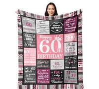 60th Birthday Gifts for Women Blanket 150x130CM, Ladies 60th Birthday Gifts Ideas, Happy 60th Birthday Gifts for 60 Year Old Woman, 1965 Birthday Gifts for Women Throw