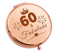 60th Birthday Gifts for Women Compact Makeup Mirror 60 Year Old Birthday Gifts for Grandma Mum Wife Best Friend Sister Grandmother Turning 60 Folding Makeup Mirror for Her Congratulations Present