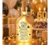 60th Birthday Gifts for Women, Frosted Glass LED Bottle Light Decorations | Unique 60 Years Old Happy Birthday Gift for Her, Grandma, Nanny, Friends, Wife, 60th Night Light Birthday Present Ideas