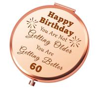 60th Birthday Gifts for Women Her Compact Makeup Mirror Happy 60th Birthday Gift Ideas 60 Year Old Gift for Wife Mom Grandma Sister Friend Inspirational Birthdays Decorations Rose Gold Makeup Mirror