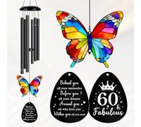 60th Birthday Gifts For Women Men-29.9'' Butterfly Sun Catcher Wind Chimes