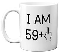 60th Birthday Gifts for Women Men, Rude Novelty Mug Middle Finger, Gag Joke Gifts, Perfect Funny Mugs for Sixty Sixtieth Birthday Present, 11oz Ceramic Coffee Mugs
