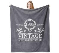 60th Birthday Gifts for Women Men Throw Blanket 60" x 50", 60 Year Old 1965 Birthday Gift Ideas, Best Birthday Gifts for 60 Year Old Woman Man, Happy 60th Birthday Gift Vintage Decorations Gray