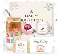 60th Birthday Gifts for Women, Unique 60th Birthday Gift Box for 60 Year Old Women, Her, w/In My Sixties Era 16oz Coffee Cup, 60 Fabulous Candle, 5PCS