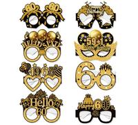 60th Birthday Glasses, LMSHOWOWO 8PCS Paper Novelty 60th Birthday Party Glasses, Funny Happy Birthday Photo Booth Props for Men Women Cheers to 60 Years 60th 1965 Birthday Party Decoration Supplies